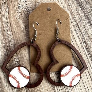 Baseball Earrings | Heart Earrings | Dangle Earrings